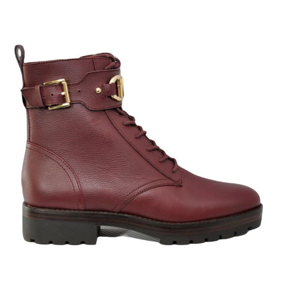 Michael Kors Kincaid Leather Combat Boot Lace Up Bootie Merlot 6/6.5/7/7.5/8 Nib - Picture 6 of 11